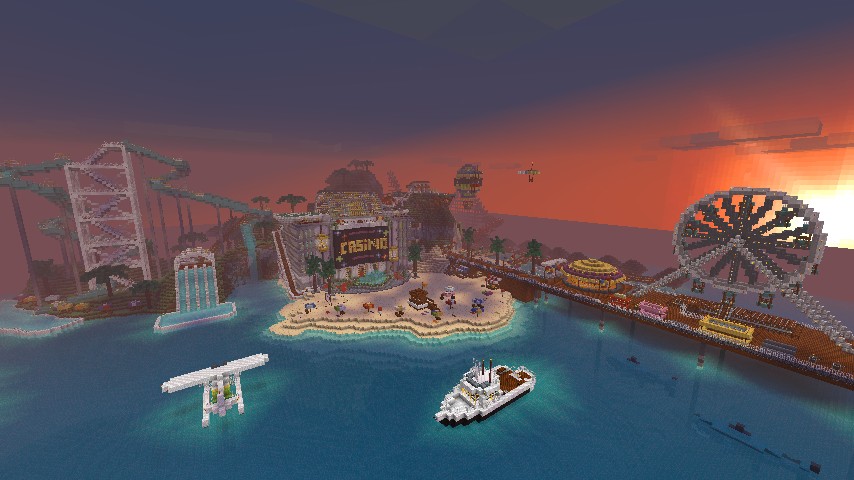 Карта для Minecraft / Остров с аттракционами / Скачать бесплатно