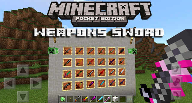 Мод Weapons Sword на Майнкрафт ПЕ 1.2.10 / Windows 10