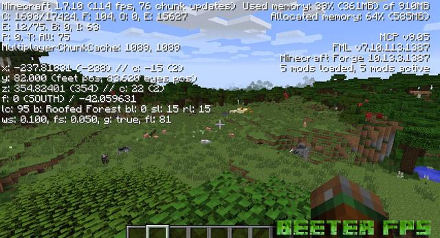 Мод BetterFPS для Minecraft 1.12.2/1.7.10