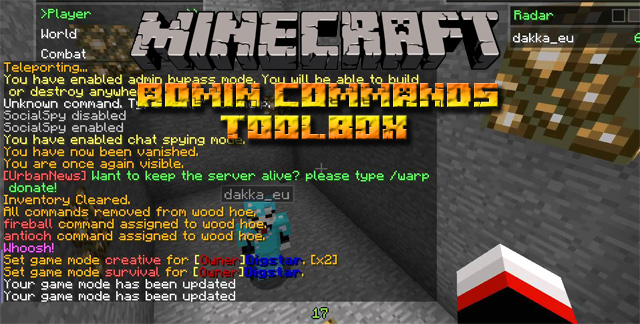 Мод Admin Commands Toolbox для Майнкрафт 1.7.10
