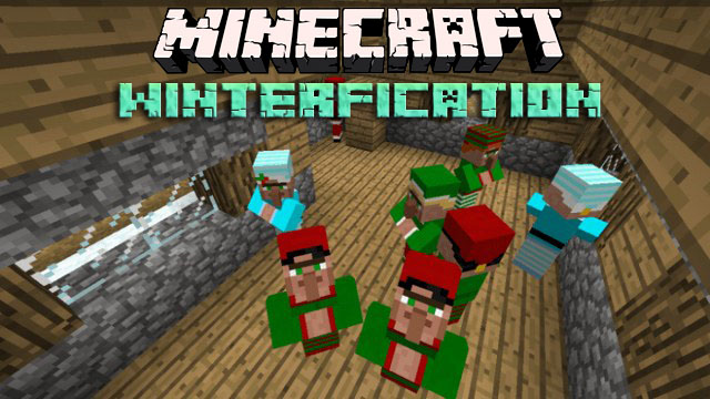 Новогодние текстуры Winterification для Майнкрафт 1.13, 1.12.2